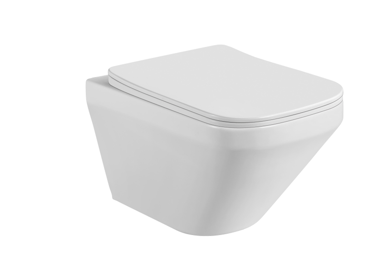 Square European CE Rimless Wall Hung Toilet