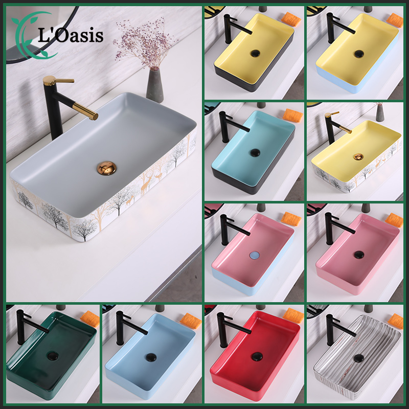 Top Quality Modern Rectangular Hand Washing Sink Grey Color Sink Porcelain Art Wash Basin