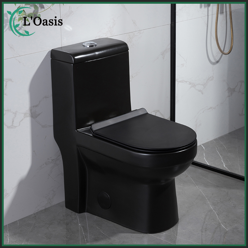 Matte Black Wc Toilets Modern Design S Trap Siphon Jet Flushing One Piece Ceramic Toilet
