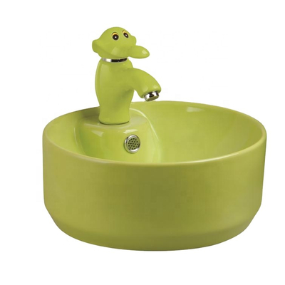 Colorful Bathroom Children Wash Basin Ceramic Kids Counter Top Art Sink