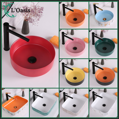 Modern Style Plating Face Basins Art Lavatory Round Ceramic Wash Basin Bathroom Sink