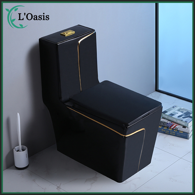 Colorful Bathroom Wc Ceramic Sanitary Wares One Piece Black Color Toilet